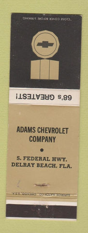 Matchbook Cover - 1968 Chevrolet Adams Delray Beach FL