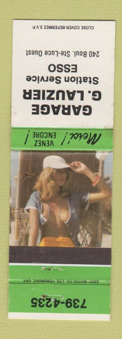 Matchbook Cover - Esso oil gas Garage G Lauzier QC pinup