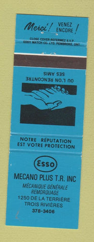 Matchbook Cover - Esso oil gas Mecano Plus Trois Rivieres QC