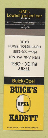 Matchbook Cover - Buick Opel Kadett Terry Huntington Beach CA