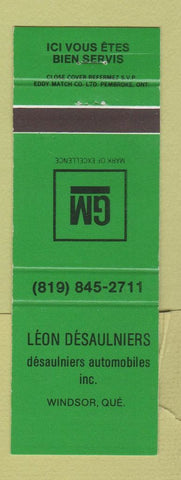 Matchbook Cover - Leon Desaulniers GM Motors Windsor QC