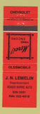 Matchbook Cover - JN Lemelin Oldsmobile Chevrolet Roger Barre