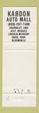 Matchbook Cover - Kardon Chevrolet AMC Jeep Mercury Isuzu Yugo Oldsmobile