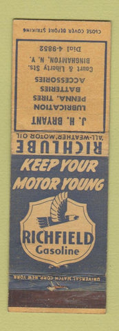 Matchbook Cover - Richfield oil gas JH Bryant Binghamton NY WEAR