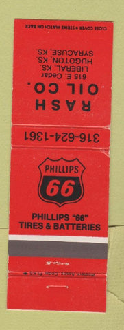 Matchbook Cover - Phillips 66 oil gas Rash Liberal Hugoton Syracuse KS WEAR