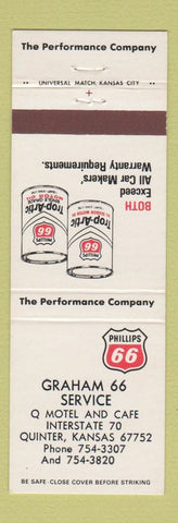 Matchbook Cover - Phillips 66 oil gas Graham Quinter KS