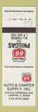 Matchbook Cover - Phillips 66 oil gas Auto Camper Supply Lansing IL