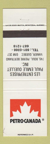 Matchbook Cover - Petro Canada oil gas Paul Emile Ouellet Vanier QC