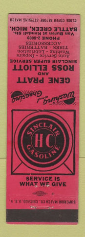 Matchbook Cover - Sinclair oil gas Gene Pratt Battle Creek MI
