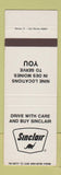 Matchbook Cover - Sinclair oil gas Des Moines IA