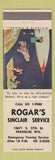 Matchbook Cover - Rogar's Sinclair oil gas Franklin WI