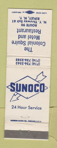 Matchbook Cover - Colonial Squire Motel Restaurant Ripley NY Sunoco oil gas