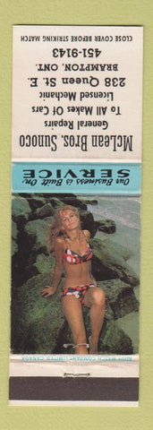 Matchbook Cover - McLean Bros Sunoco oil gas Brampton ON pinup