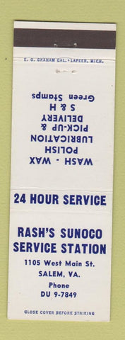 Matchbook Cover - Rash's Sunoco oil gas Salem VA