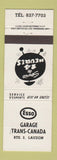 Matchbook Cover - Esso oil gas Garage Trans Canada Lauzon QC