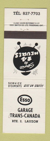 Matchbook Cover - Esso oil gas Garage Trans Canada Lauzon QC