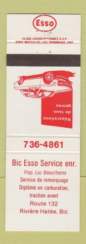 Matchbook Cover - Esso oil gas Bic Service Riviere Haree QC