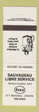 Matchbook Cover - Sauvageau Libre Esso oil gas Joliette QC