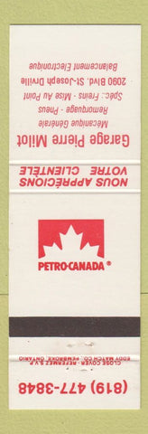 Matchbook Cover - Petro Canada oil gas Pierre Milot Drummondville QC