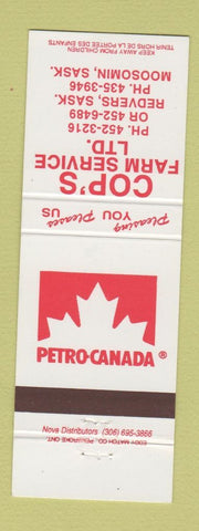 Matchbook Cover - Petro Canada oil gas Cop's Moosomin SK