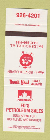 Matchbook Cover - Petro Canada oil gas Ed's High Level AB