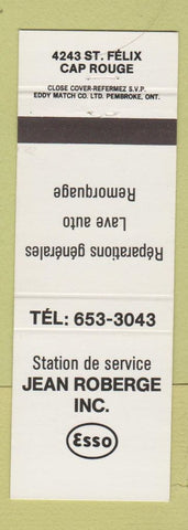 Matchbook Cover - Esso oil gas Jean Roberge Cap Rouge QC