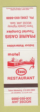 Matchbook Cover - Esso oil gas Motel Restaurant Moose Jaw SK Prairie Oasis