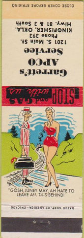 Matchbook Cover - Garrett APCO Gas Kingfisher OK hillbilly
