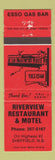 Matchbook Cover - Riverview Restaurant Motel Esso oil gas Sheffield NB WEAR