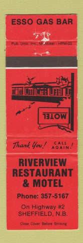 Matchbook Cover - Riverview Restaurant Motel Esso oil gas Sheffield NB WEAR