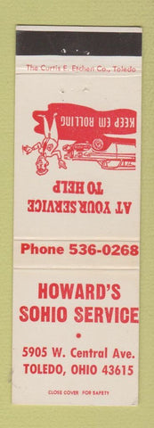 Matchbook Cover - Howard's Sohio oil gas Toledo OH