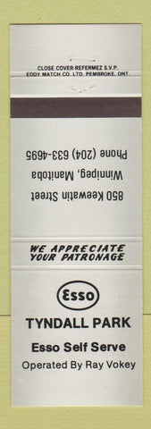 Matchbook Cover - Esso oil gas Tyndall Park Winnipeg MB GRAY