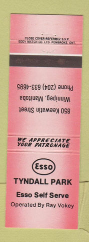 Matchbook Cover - Esso oil gas Tyndall Park Winnipeg MB RED