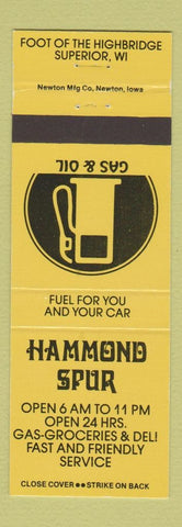 Matchbook Cover - Hammond Spur oil gas Superior WI