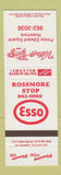 Matchbook Cover - Esso oil gas Rossmore Stop ON SAMPLE