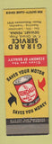 Matchbook Cover - Kendall oil gas Girard Dewart PA