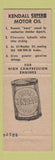 Matchbook Cover - Kendall oil gas Girard Dewart PA