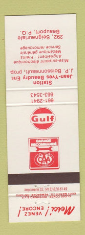 Matchbook Cover - Gulf oil gas Station Jean Yves Beaudry Beauport QC