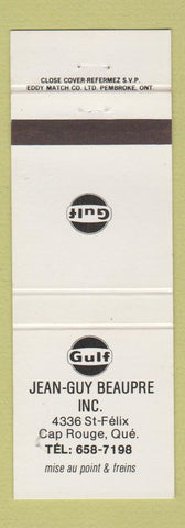 Matchbook Cover - Gulf oil gas Jean Guy Beaupre Cap Rouge QC
