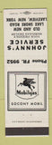 Matchbook Cover - Mobil oil gas Johnny's Service Lakeview NY
