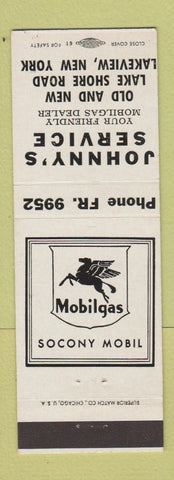 Matchbook Cover - Mobil oil gas Johnny's Service Lakeview NY
