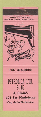 Matchbook Cover - Petrolica oil gas Cap de la Madeleine QC NEON RED