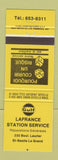 Matchbook Cover - Gulf oil gas Lafrance Station St Basile Le Grand QC YELLOW