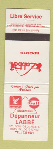 Matchbook Cover - Gulf oil gas Depanneur Labbe Rimouski QC