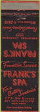 Matchbook Cover - Frank's Spa Soda Fountain New York NY