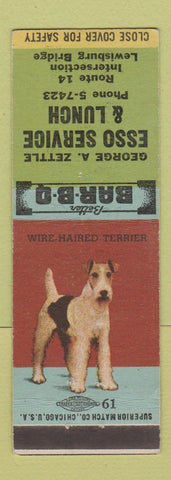 Matchbook Cover - George Zettle Esso oil gas Wire Haired Terrier
