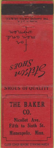Matchbook Cover - The Baker Stetson Shoes Minneapolis MN