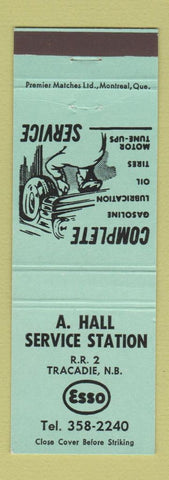 Matchbook Cover - A Hall Esso oil gas Tracadie NB