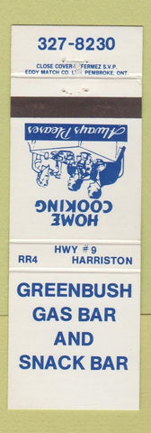 Matchbook Cover - Greenbush Gas Bar and Snack Bar Harriston ON
