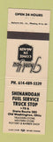 Matchbook Cover - Shenandoah Fuel Service oil gas Old Washington OH PEACH